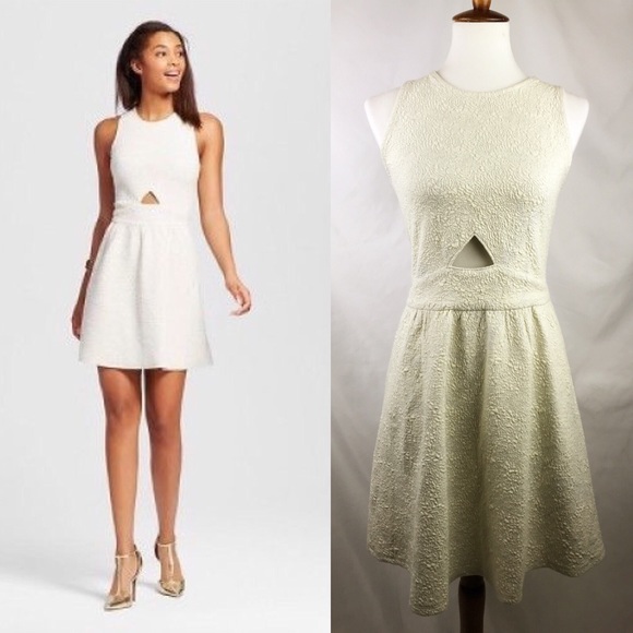Xhilaration Dresses & Skirts - Ivory Sleeveless Floral Embroidered Dress, Cutout